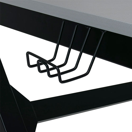 Photograph of  Studio Designs SD Gaming Zone 52" PC Gamer Computer Desk w/ Charging Station and Headphone Hook - Black Metal Legs/Racing Silver Top - 51255
