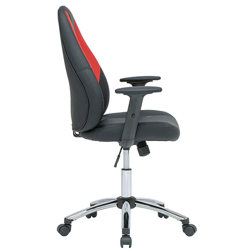 Photograph of Studio Designs SD Gaming Contoured Swivel Gamer/Office Chair with Tilt and Height Adjustable Seat and Arms and Chrome Base - Black/Racing Red - 10661