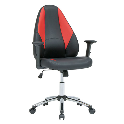  Studio Designs SD Gaming Contoured Swivel Gamer/Office Chair with Tilt and Height Adjustable Seat and Arms and Chrome Base - Black/Racing Red - 10661