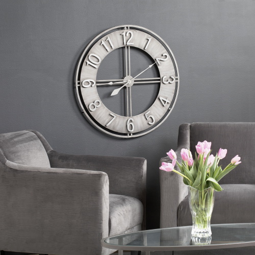 Photograph of Studio Designs Home 30&quot; Extra Large Industrial Loft Metal Wall Clock with Open Face, Arabic Numerals and Quartz Movement - (3 Colors Available)