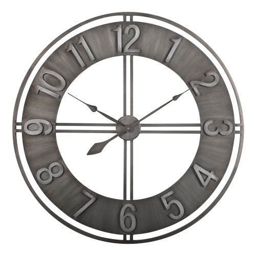 Photograph of Studio Designs Home 30&quot; Extra Large Industrial Loft Metal Wall Clock with Open Face, Arabic Numerals and Quartz Movement - (Steel Finish)