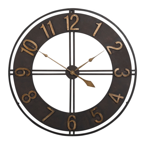 Photograph of Studio Designs Home 30&quot; Extra Large Industrial Loft Metal Wall Clock with Open Face, Arabic Numerals and Quartz Movement - (Dark Bronze / Bronze)