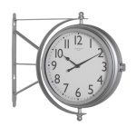Studio Designs Home 18" Metro Station Metal Dual Face Swivel Vintage Clock and Thermometer with Mounting Bracket for Hanging Indoor or Outdoor - (2 Colors Available) ET12410