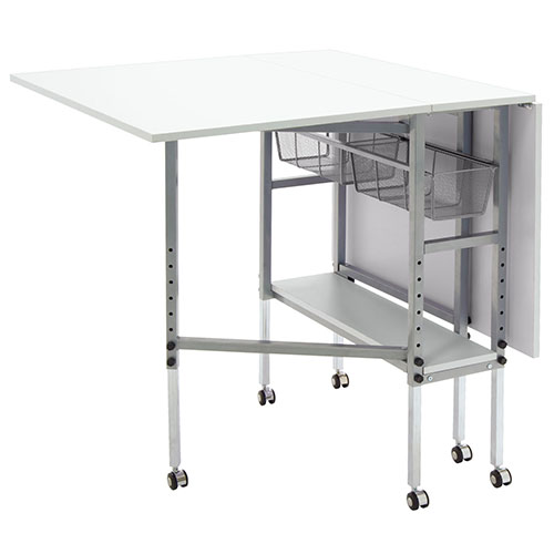 Photograph of Studio Designs Mobile Height Adjustable Hobby and Craft Cutting Table with Drawers - Silver/White - 13374