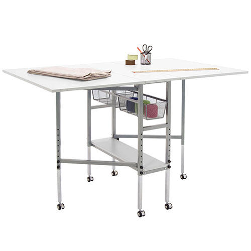 Photograph of Studio Designs Mobile Height Adjustable Hobby and Craft Cutting Table with Drawers - Silver/White - 13374