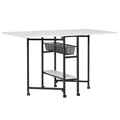  Studio Designs Sew Ready 36&quot; Tall Standing Height Mobile Craft Cutting Table with Storage Baskets Shelf and Expandable Top - Charcoal/White - 13378 