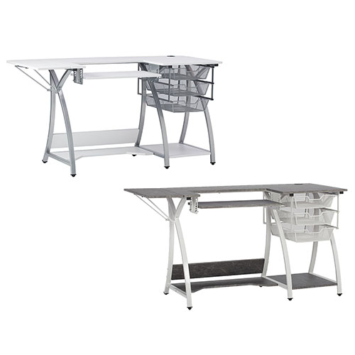  Studio Designs Sew Ready Pro Stitch Sewing, Hobby, and Computer Table with Folding Shelf and Wire Baskets - (2 Colors Available)