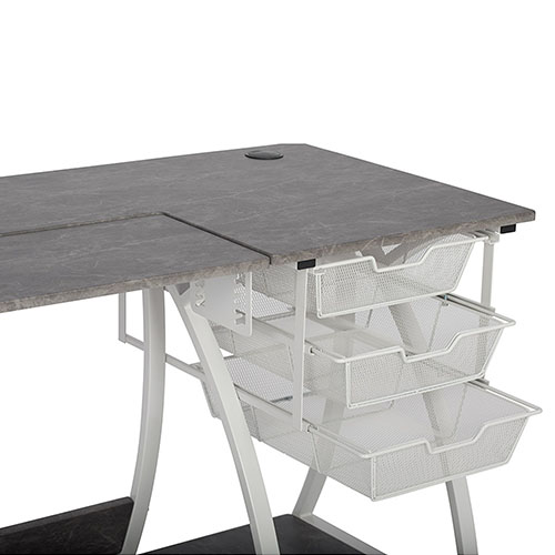 Photograph of Studio Designs Sew Ready Pro Stitch Sewing, Hobby, and Computer Table with Folding Shelf and Wire Baskets - (2 Colors Available)
