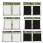 Titan Tools Double Door Indoor Magnetic Porcelain Board w/ Header, Satin Aluminum Frame - (6 Options Available) ET18299