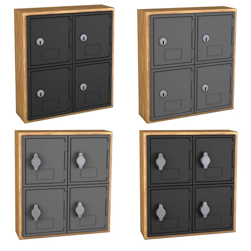 Titan Tools Cell Phone Lockers - 4 Door, Keyed/Hasp Lock, Light Oak w/ Door - (4 Options Available) ET18305