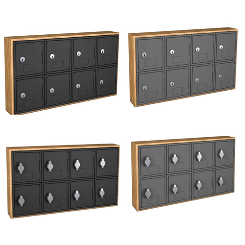  Titan Tools Cell Phone Lockers - 8 Door, Keyed/Hasp Lock, Light Oak w/ Door - (4 Options Available)