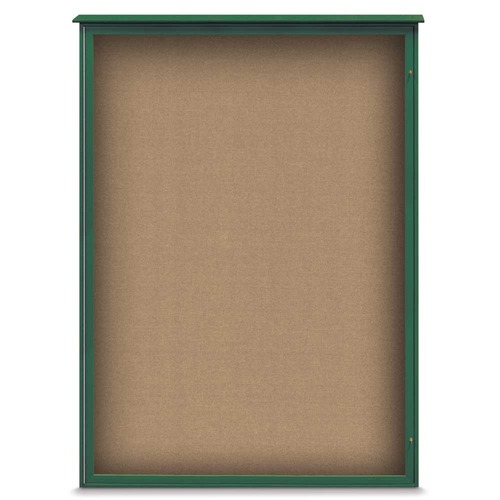  Titan Tools 36" x 48" Single Door Outdoor Recycled Bulletin Board, Buff Cork, Woodland Green Frame - UVLSD1824-WOODGRN-BUFF