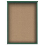 Titan Tools 36" x 48" Single Door Outdoor Recycled Bulletin Board, Buff Cork, Woodland Green Frame - UVLSD1824-WOODGRN-BUFF ET18322