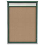 Titan Tools 36" x 48" Single Door Outdoor Recycled Bulletin Board w/ Header, Buff Cork, Woodland Green Frame - UVLSD3648HD-WOODGRN-BUFF ET18326