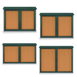Titan Tools Double Door Outdoor Recycled Bulletin Boards w/ Buff Cork, Woodland Green Frame - (4 Options Available) ET18329