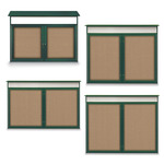 Titan Tools Double Door Outdoor Recycled Bulletin Boards w/ Header, Buff Cork, Woodland Green Frame - (4 Optons Available) ET18331