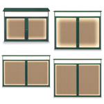 Titan Tools Double Door Outdoor Illuminated Recycled Bulletin Boards w/ Header, Buff Cork, Woodland Green Frame - (4 Options Available) ET18332