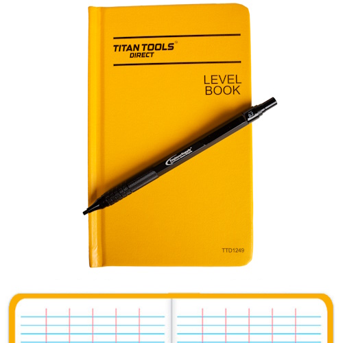 Titan Tools Level Book 7" x 4", 6 Columns with Heavy-Duty All-Metal 0.7mm Pencil - TTD1249-PENCIL