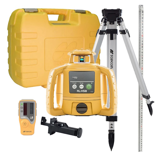 Topcon RL H5B Laser Kit w Tripod 13 Fiberglass Grade Rod in Inches 1035256 01 EngineerSupply