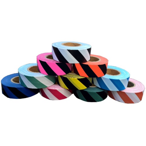 Trinity Tape Striped Flagging Tape - 12 Rolls Per Carton (14 Colors Available)