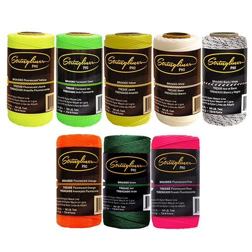 US Tape 250' Braided Stringliner Mason's Line Replacement Rolls - (8 Colors  Available)