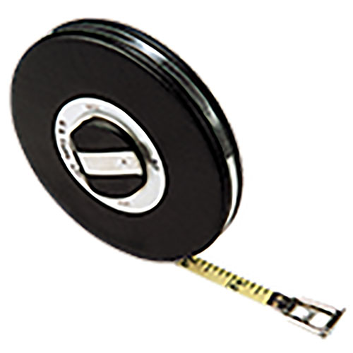  US Tape 3/8” x 50’ Black Vinyl Covered Steel Tapes with Yellow Blade - (Ft/10ths/Dia.) - 68560