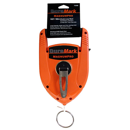  US Tape 165&#39; DuraMark MagnumPro Chalk Line Reel with ABS Orange Case and Rubber Grip Handle - 75300