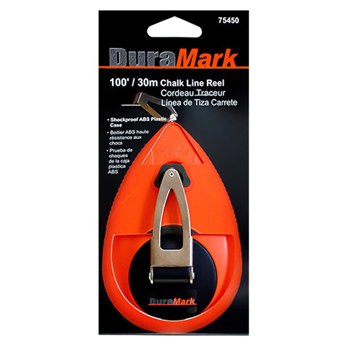 US Tape 100&#39; DuraMark ABS Orange Plastic Case Chalk Reel - 75450
