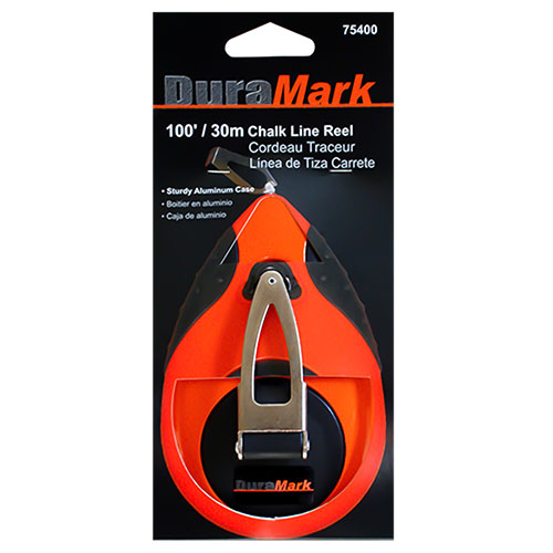  US Tape 100&#39; DuraMark Orange Aluminum Case Chalk Reel with Rubber Grips - 75400