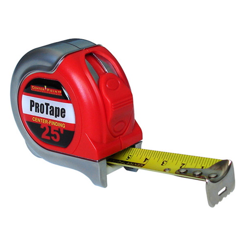 US Tape ProTape CR Series 1" x 25' CenterPoint Center-Finding Tape, Chrome/Red Case - 53825