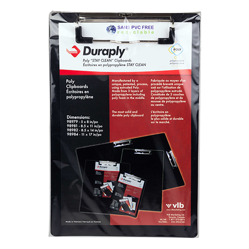 Photograph of VLB Duraply 8.5 x 14 "Stay Clean" Clipboards - 98982