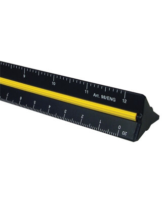 Alvin 98 Series 12 Black Aluminum Architect Triangular Scale 98/ARC ES5373 98/ENG