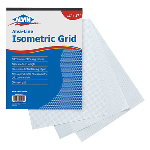alvin 6855iso 7 alva line isometric grid pad 11 x 17