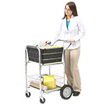 Charnstrom Compact Dual Handle Wire Basket Mail Room and Office Delivery Cart (M241) ET14599