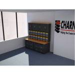 Charnstrom Mail Room Furniture Complete Wood Mail Center 80 Pockets and Upper Storage Cabinets - (9 Colors Available) ET14652