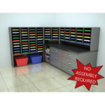 Charnstrom Mail Room Furniture Complete Wood Mail Center w/75 Mail Pockets and Storage - (9 Colors Available) ET14670