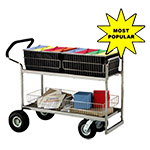 Charnstrom Wire-Basket Mail Cart With Ergonomic Designed Handle and Choice of Casters - (2 Options Available) ET14705