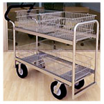 Charnstrom Long Wire-Basket Mail Distribution Cart with 8" Casters and Easy Push Handle - (2 Options Available) ET14708