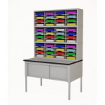 Charnstrom 12" Deep Mail Room Furniture 48"W, Complete Triple Mail Sorter w/Lower Table - (3 Colors Available) ET14750