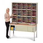 Charnstrom Legal Depth Mail Room Console or Office Organizer 60 Pockets 60"W, Triple Sorter w/Lower Table - (3 Colors Available) ET14755