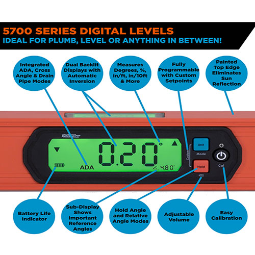 Photograph of Johnson Level 24&quot; JLX Professional Programmable Digital Level w/ ADA Compliance Mode - 5700-2400D