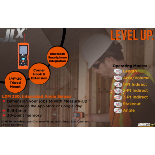 Photograph of Johnson Level JLX Professional 330' Laser Distance Meter (LDM330)