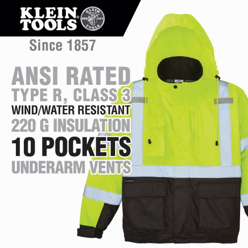 Photograph of Klein Tools High-Visibility Winter Bomber Jacket - (2 Sizes Available)