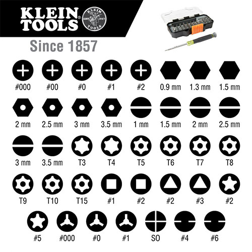 Photograph of Klein Tools All-in-1 Precision Screwdriver Set with Case - 32717