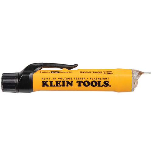 Photograph of Klein Tools 12-1000VAC Dual Range Non-Contact Voltage Tester with Flashlight - NCVT3P