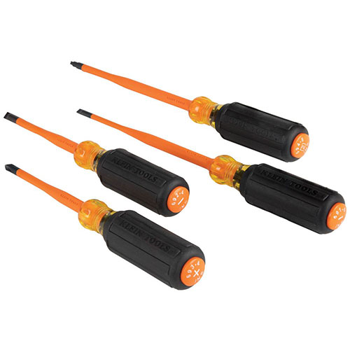 Photograph of Klein Tools 4-Piece Slim-Tip Insulated Screwdriver Set - 33734INS