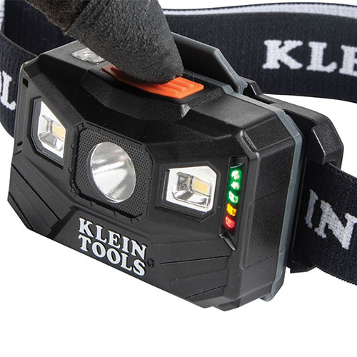 Photograph of Klein Tools 400 Lumen Rechargeable Auto-off Headlamp with Fabric Strap - 56048