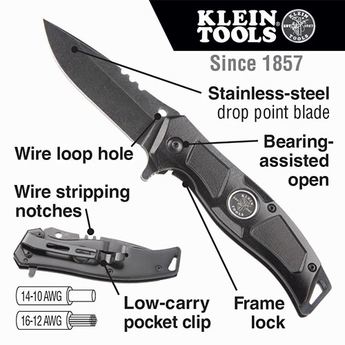Photograph of Klein Tools Electrician’s Bearing-Assisted Open Pocket Knife - 44228