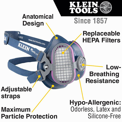 Photograph of Klein Tools P100 Half-Mask Respirator, M/L - 60244