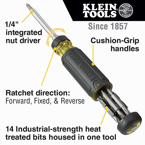 Photograph of Klein Tools 15-in-1 Multi-Bit Ratcheting Screwdriver - 32305